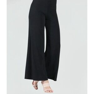 Clara Sun Woo Signature Palazzo Pants Small Black NWT Silky Jersey Knit Wide Leg
